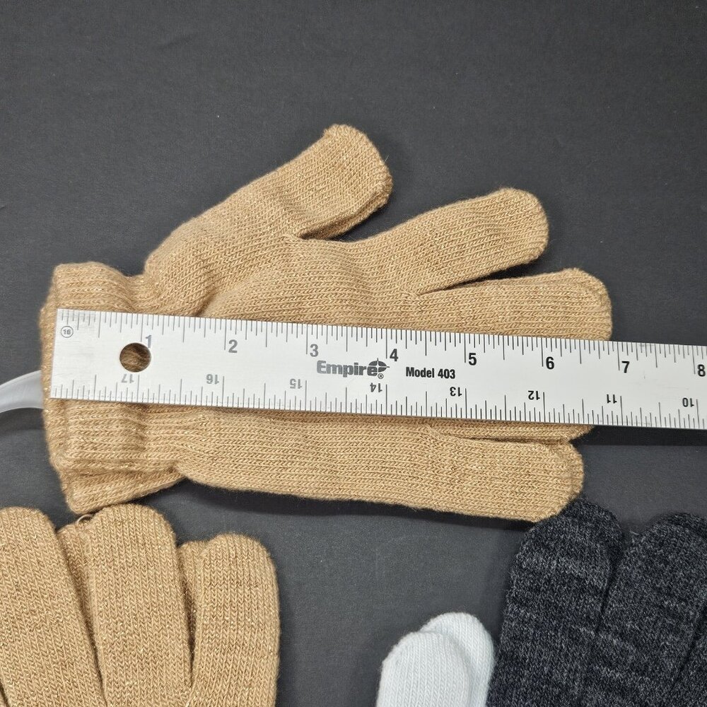 Youth Gloves Bundle Of 3 One Size Girls 2 Golden Tan Sparkling 1 Striped Multi - Picture 4 of 9